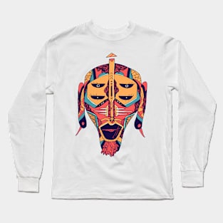 Retro Triad African Mask No 11 Long Sleeve T-Shirt